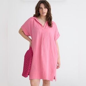 J. Crew Pink V-Neck Swim Cover-Up Dress